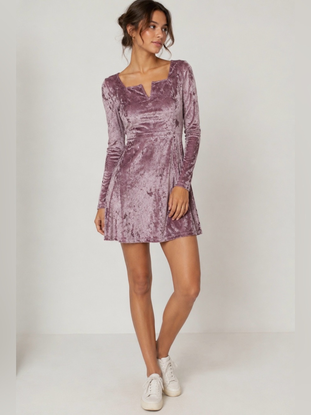 Aeropostale Purple Long Sleeve Pleated Bodycon Dress